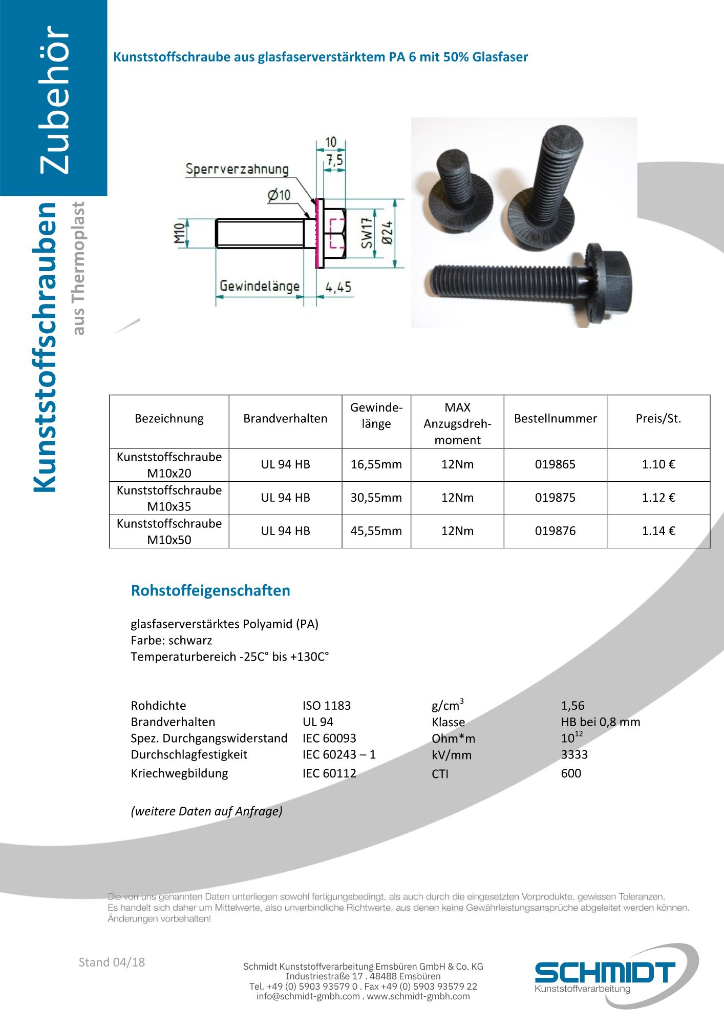 Kunststoffschrauben aus Thermoplast Kunststoffschrauben aus Thermoplast
