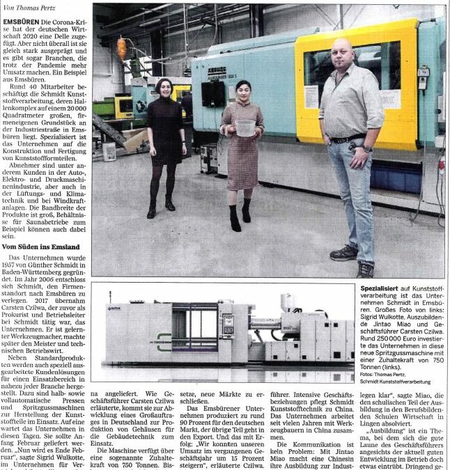 Lingener Tagespost bittet um ein Interview – Schmidt GmbH & Co.KG trotzt der Krise